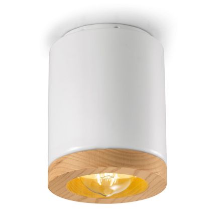 Plafoniera Artigianale in Legno e Ceramica Design Stile Nordico - Nateca Viadurini