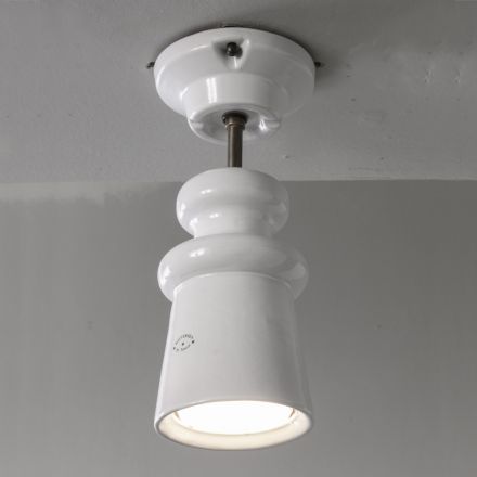 Plafoniera Artigianale in Maiolica e Alluminio Made in Italy - Toscot Battersea Viadurini
