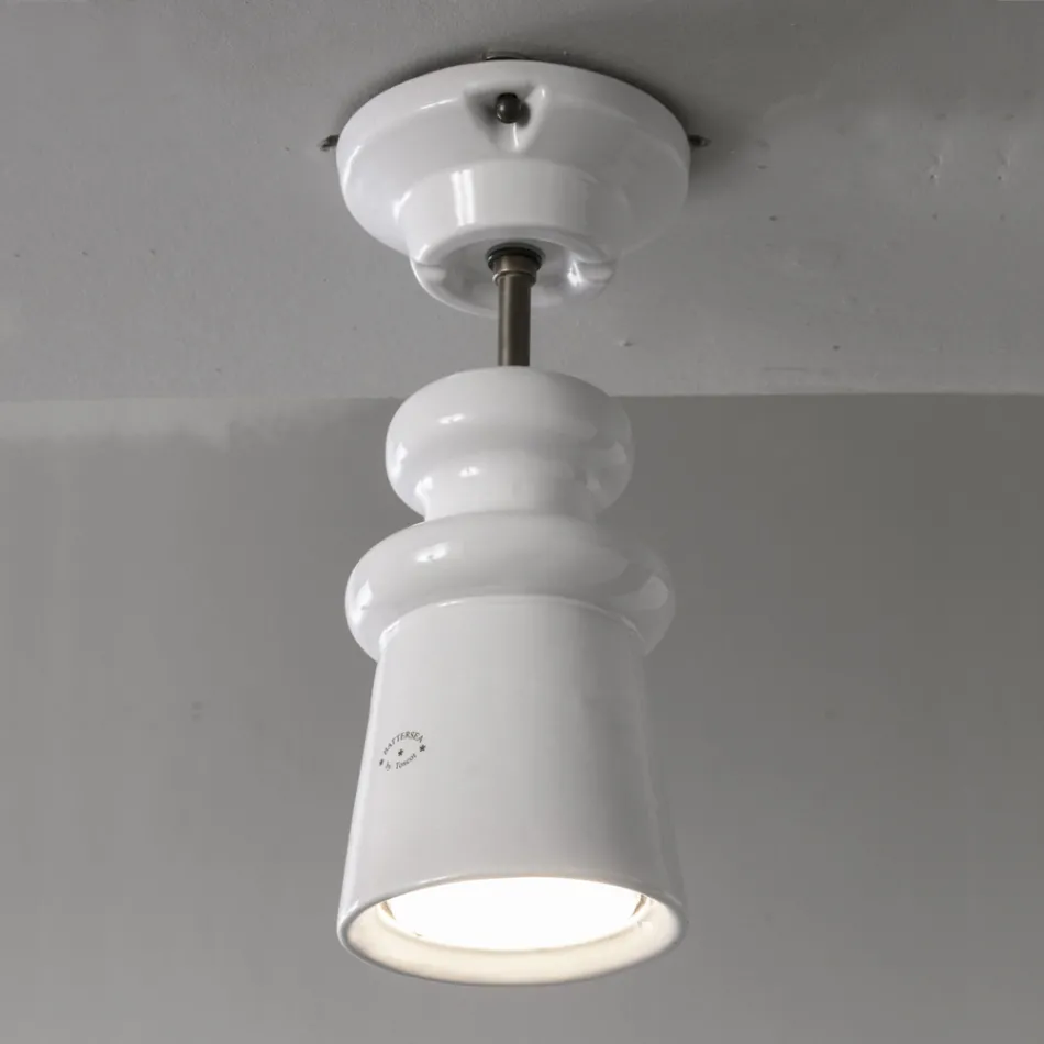 Plafoniera Artigianale in Maiolica e Alluminio Made in Italy - Toscot Battersea Viadurini
