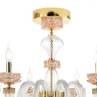 Plafoniera Classica 8 Luci in Vetro Artigianale Lusso Italiano - Saline Viadurini