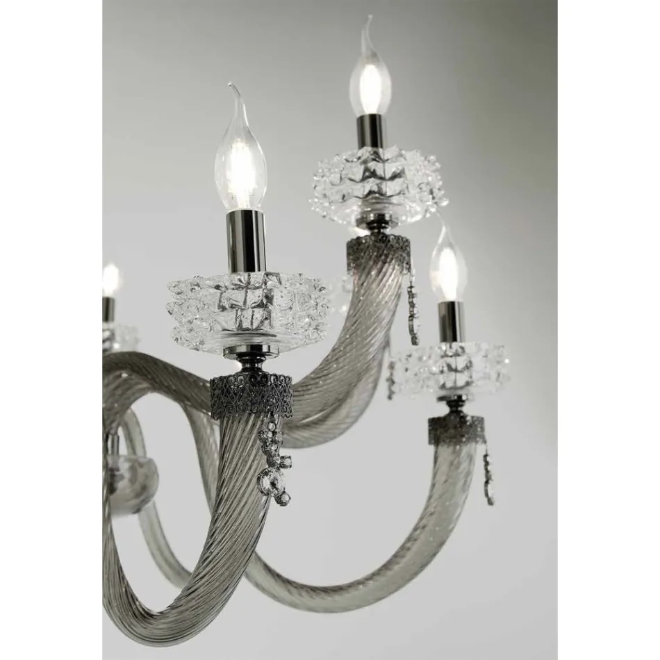Plafoniera Classica 8 Luci in Vetro Artigianale Lusso Italiano - Saline Viadurini