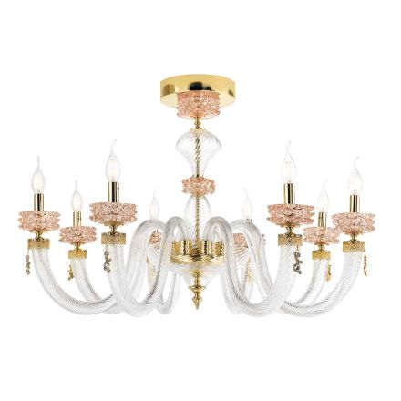 Plafoniera Classica 8 Luci in Vetro Artigianale Lusso Italiano - Saline Viadurini