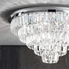 Plafoniera Classica in Metallo Argento e Pendenti in Cristallo - Jerome Viadurini
