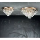 Plafoniera Classica Metallo Oro e Pendenti in Cristallo di Lusso - Jerome Viadurini