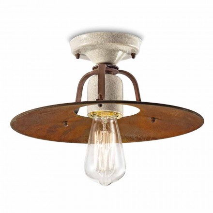 Plafoniera da soffitto vintage in ceramica e metallo Elaine Ferroluce Viadurini