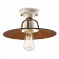 Plafoniera da soffitto vintage in ceramica e metallo Elaine Ferroluce