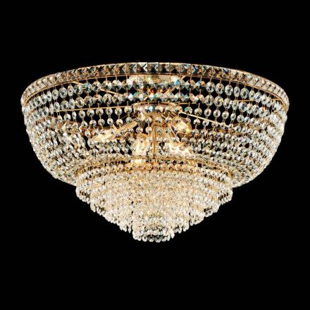 Plafoniera in Ferro e Dorato con Strass Made in Italy per Arredare L’interno - Baviera Viadurini