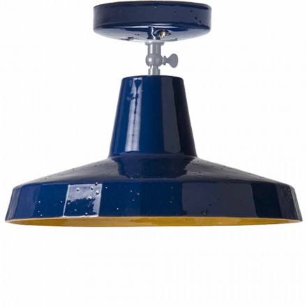 Plafoniera  in maiolica toscana e ottone, 30 cm, Rossi - Toscot Viadurini