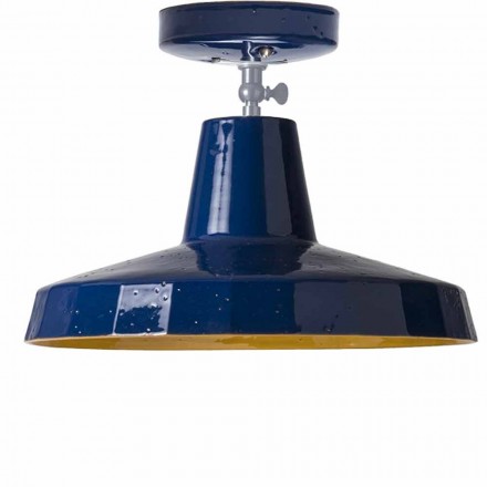 Plafoniera  in maiolica toscana e ottone, 42 cm, Rossi - Toscot Viadurini