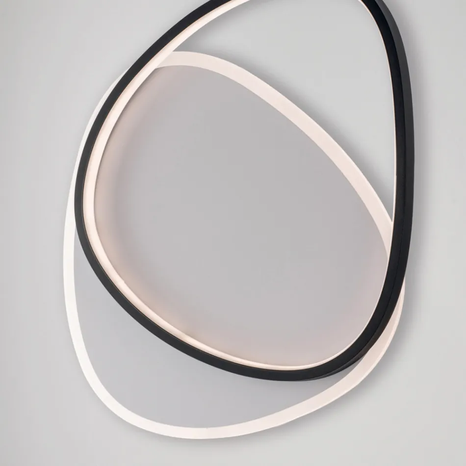 Plafoniera in Metallo Bianco Nero Led per Illuminazione Interni - Ophiuchus Viadurini