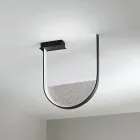 Plafoniera in Metallo Verniciato e Inserto Amovibile in Vetro Granigliato - Catalpa Viadurini