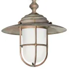 Plafoniera in Ottone Vintage da Esterno, Vetro Opale IP44 - Elfico Viadurini
