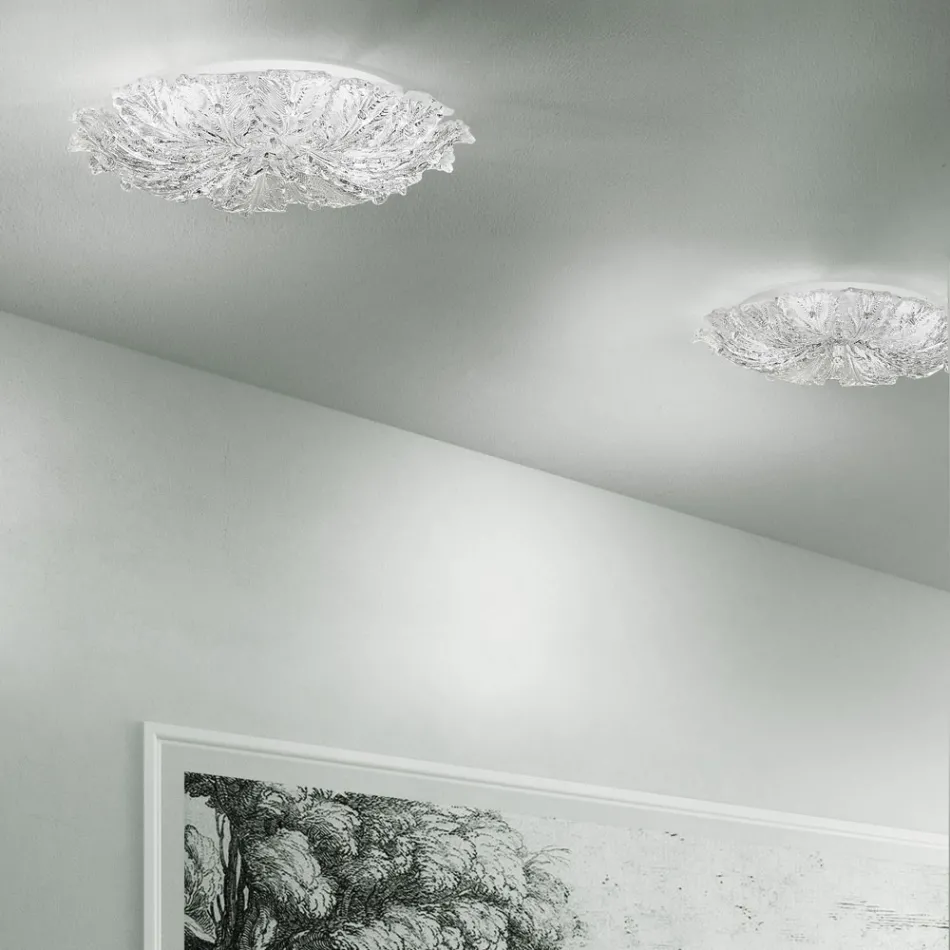 Plafoniera in Vetro Veneziano e Metallo Bianco Made in Italy - Artemide Viadurini