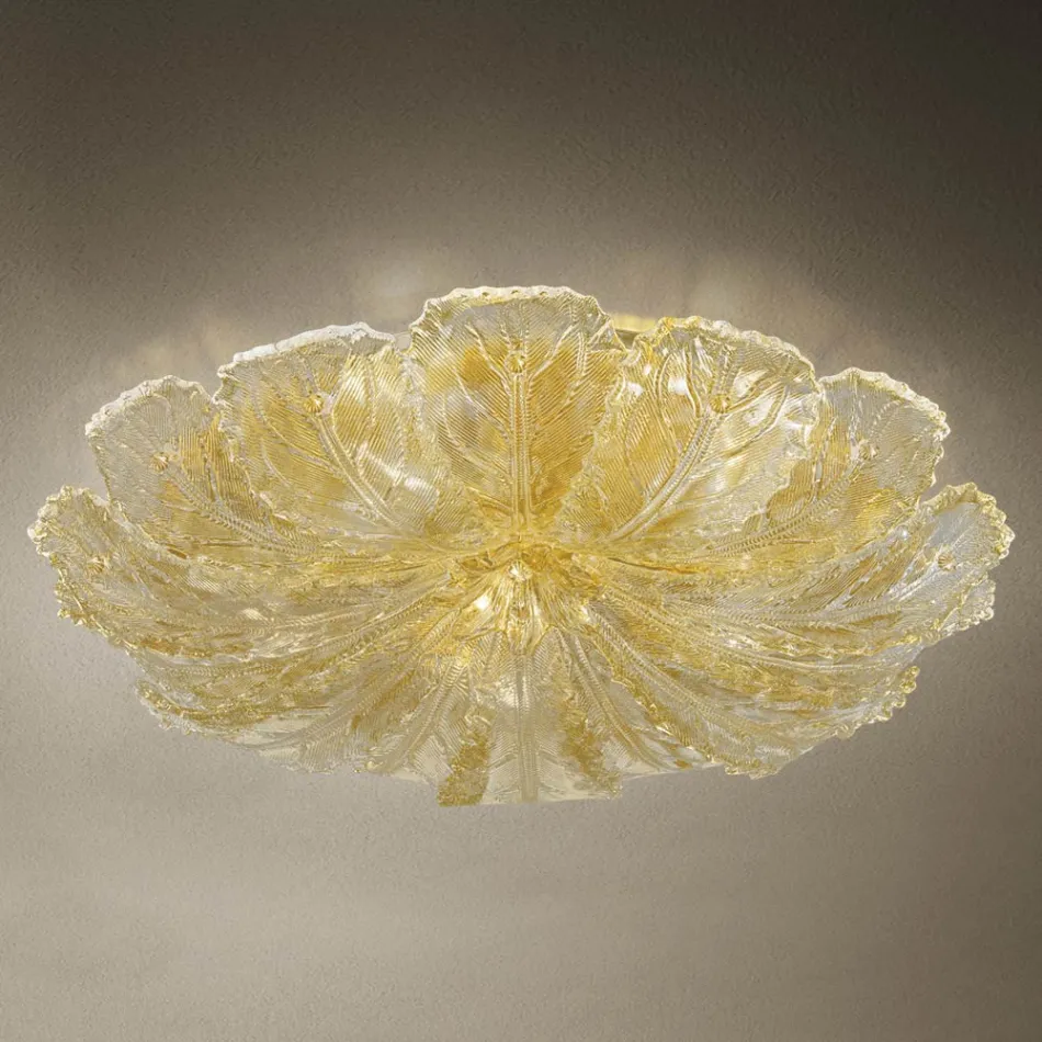 Plafoniera in Vetro Veneziano e Metallo Bianco Made in Italy - Artemide Viadurini