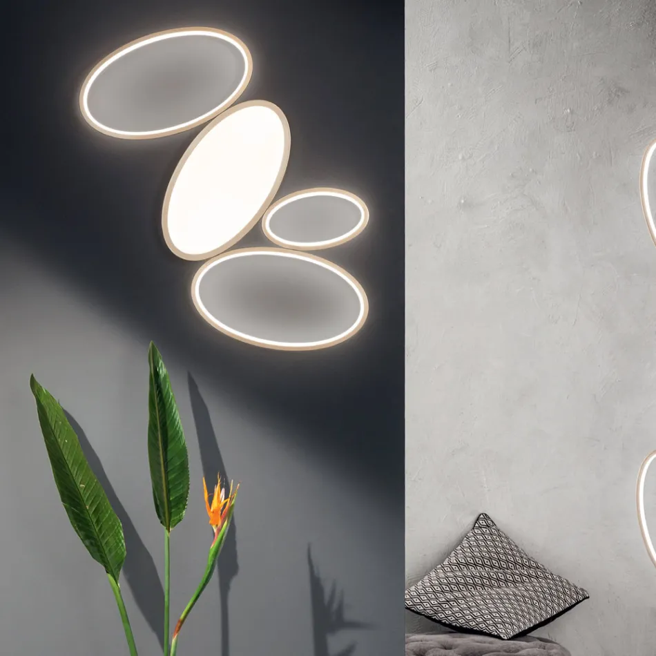 Plafoniera Moderna in Metallo Bianco o Oro a LED Dimmerabile - Raissa Viadurini