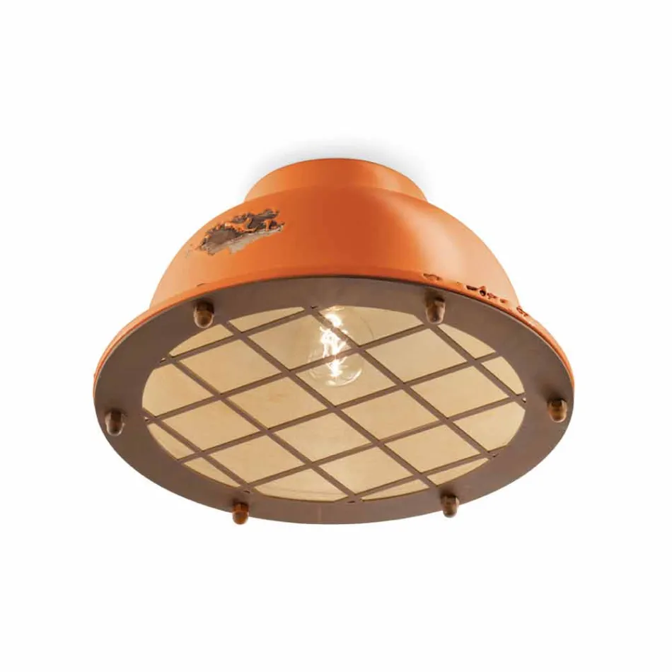 Plafoniera stile nautico in ceramica con griglia Mary Ferroluce Viadurini
