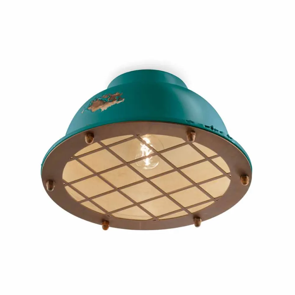 Plafoniera stile nautico in ceramica con griglia Mary Ferroluce Viadurini