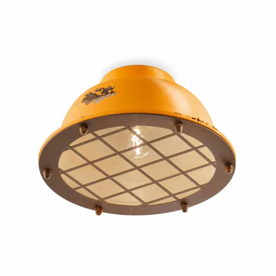 Plafoniera stile nautico in ceramica con griglia Mary Ferroluce Viadurini