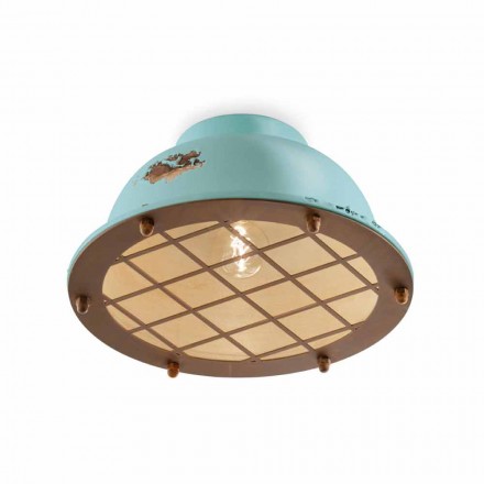 Plafoniera stile nautico in ceramica con griglia Mary Ferroluce Viadurini