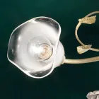 Plafoniera Vintage 3 o 4 Luci in Ferro, Vetro e Rose di Ceramica - Siena Viadurini