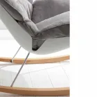 Poltrona a dondolo con cuscino soft grigio sfoderabile moderna Acacia Viadurini