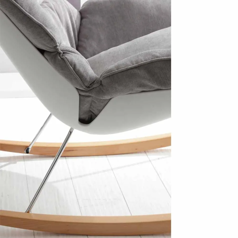 Poltrona a dondolo con cuscino soft grigio sfoderabile moderna Acacia Viadurini