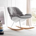 Poltrona a dondolo con cuscino soft grigio sfoderabile moderna Acacia