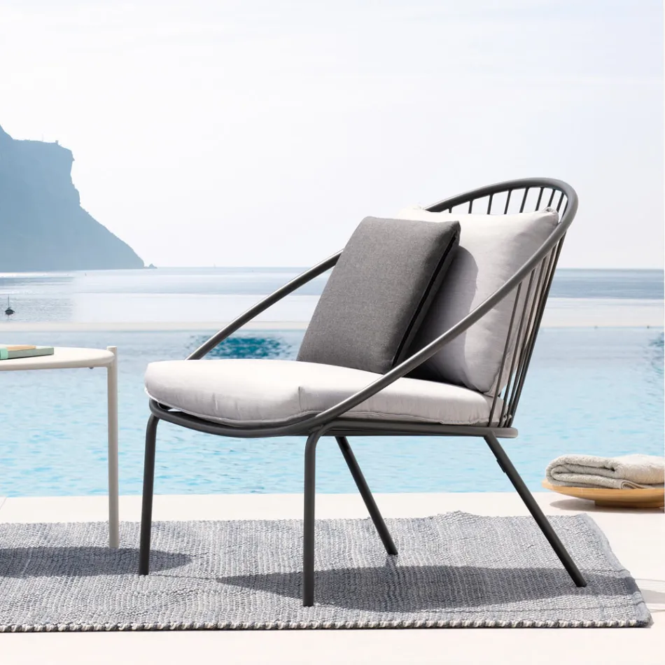 Poltrona Bassa da Giardino Impilabile in Acciaio Made in Italy – Sansa Viadurini