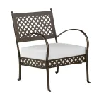 Poltrona Bassa da Giardino in Acciaio Zincato con Braccioli Made in Italy - Selvaggia Viadurini