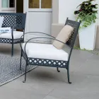 Poltrona Bassa da Giardino in Acciaio Zincato con Braccioli Made in Italy - Selvaggia Viadurini