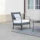 Poltrona Bassa da Giardino in Acciaio Zincato con Braccioli Made in Italy - Selvaggia Viadurini