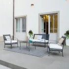 Poltrona Bassa da Giardino in Acciaio Zincato con Braccioli Made in Italy - Selvaggia Viadurini