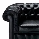 Poltrona Classica Rivestita in Pelle con Piedini in Legno Made in Italy - Idra Viadurini