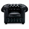 Poltrona Classica Rivestita in Pelle con Piedini in Legno Made in Italy - Idra