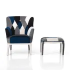 Poltrona con Pouf in Tessuto Patchwork - Bromo Viadurini