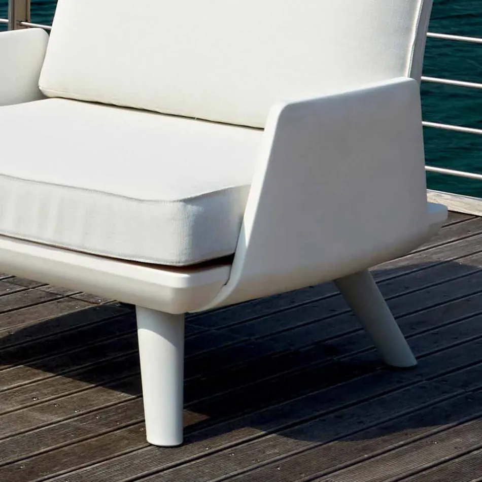 Poltrona da Esterno Imbottita di Design Bianco e Moderno - Samurai by Myyour Viadurini