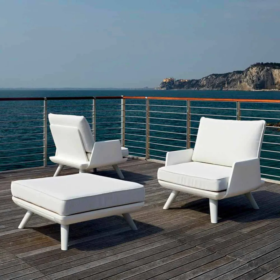 Poltrona da Esterno Imbottita di Design Bianco e Moderno - Samurai by Myyour Viadurini