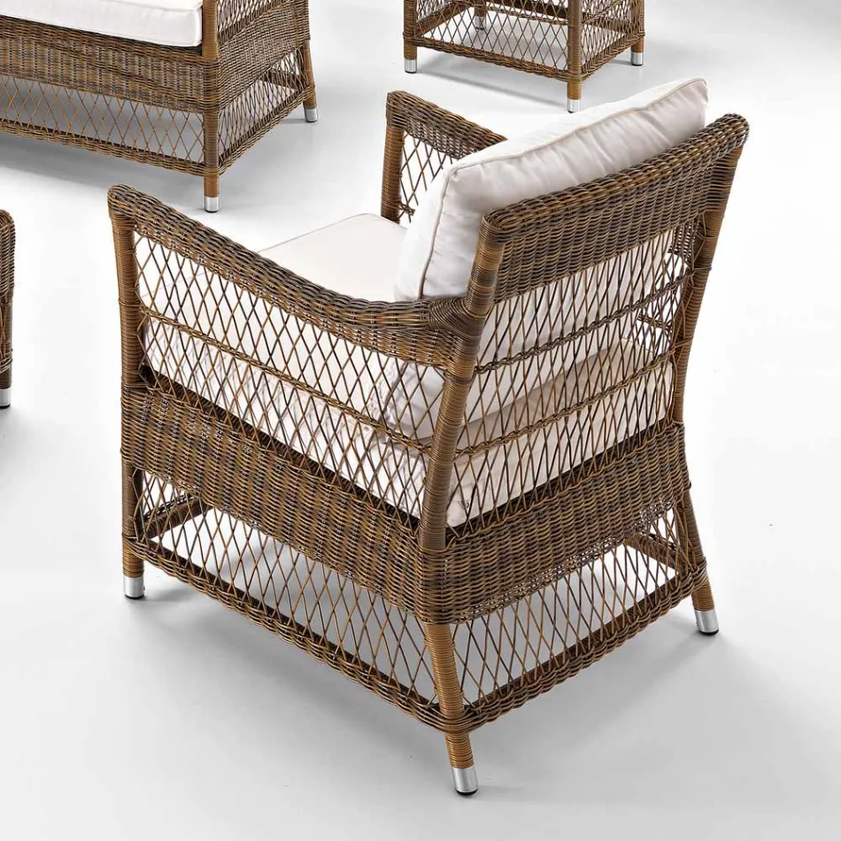 Poltrona da Esterno in Polyrattan Intrecciato a Mano - Gigi Viadurini