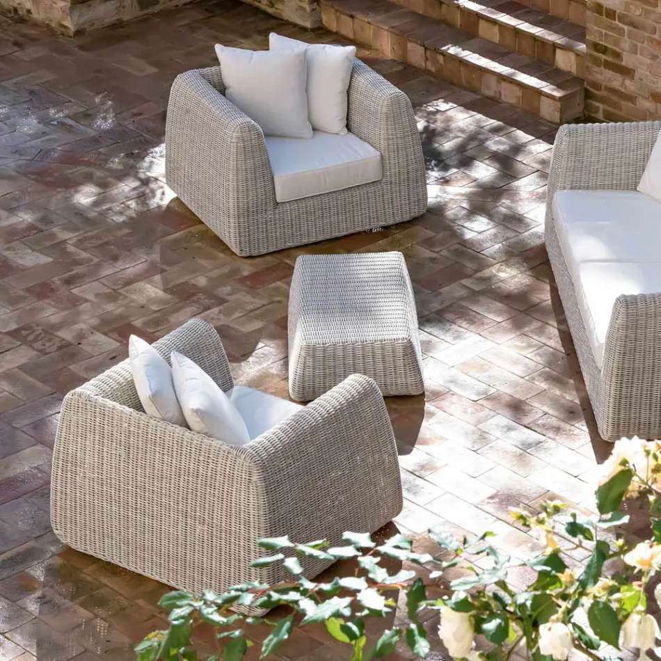 Poltrona da Esterno in Polyrattan Intrecciato - Charlie Viadurini