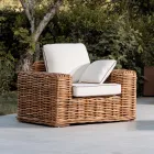 Poltrona da Esterno in Rattan Naturale con Cuscini Inclusi – Keira Viadurini