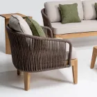 Poltrona da Esterno in Teak ed Intreccio in Polietilene - Jhon Viadurini