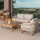 Poltrona da Esterno in Teak ed Intreccio in Polietilene - Jhon Viadurini