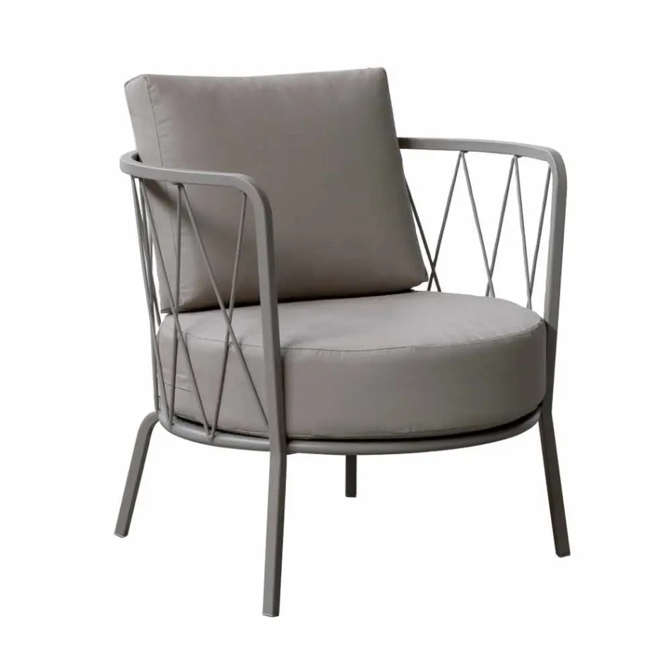 Poltrona da Esterno Moderna in Metallo Verniciato e Tessuto Made in Italy - Olma Viadurini