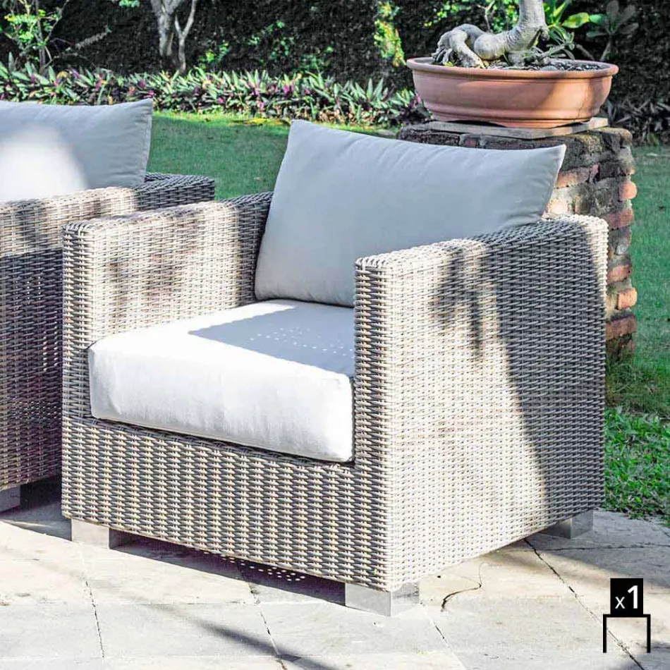 Poltrona da giardino di design intrecciata a mano Elsa Viadurini