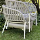 Poltrona da Giardino in Alluminio, Corda e Tessuto Marsala o Bianco - Brise Viadurini