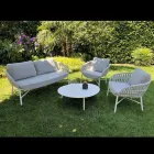 Poltrona da Giardino in Alluminio, Corda e Tessuto Marsala o Bianco - Brise Viadurini