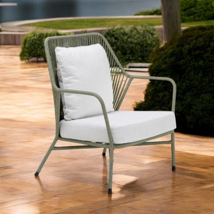 Poltrona da Giardino in Alluminio e Intreccio in Corda - Asteria Viadurini