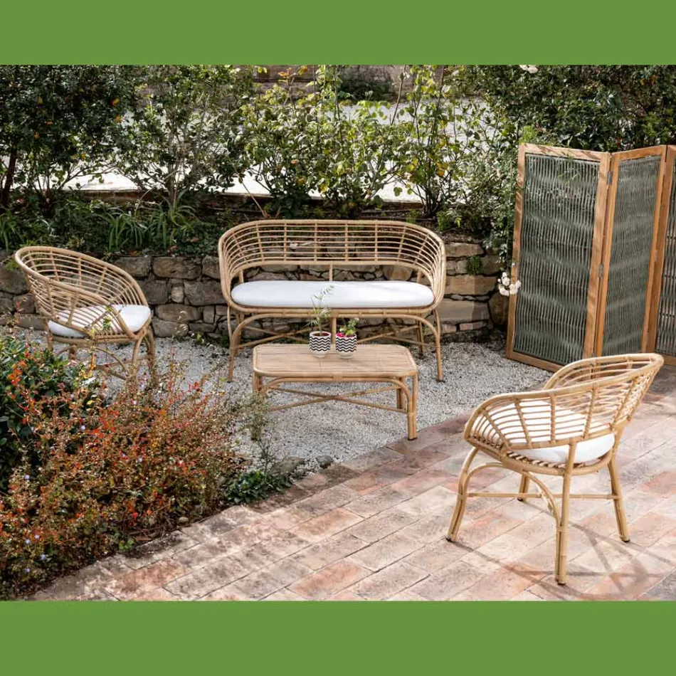 Poltrona da Giardino in Alluminio e Intreccio in Polyrattan e Cuscino - Ellide Viadurini