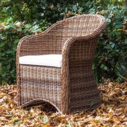 Poltrona da Giardino in Alluminio e Intreccio in Polyrattan - Melina Viadurini