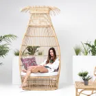 Poltrona da Giardino in Intreccio di Polyrattan con Cuscino Off-White - Anteia Viadurini